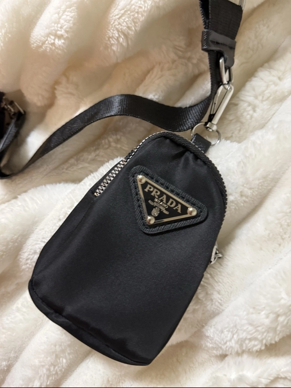 Prada Black Nylon Shoulder Hobo with Silver-Tone Logo - Picture 3 of 5